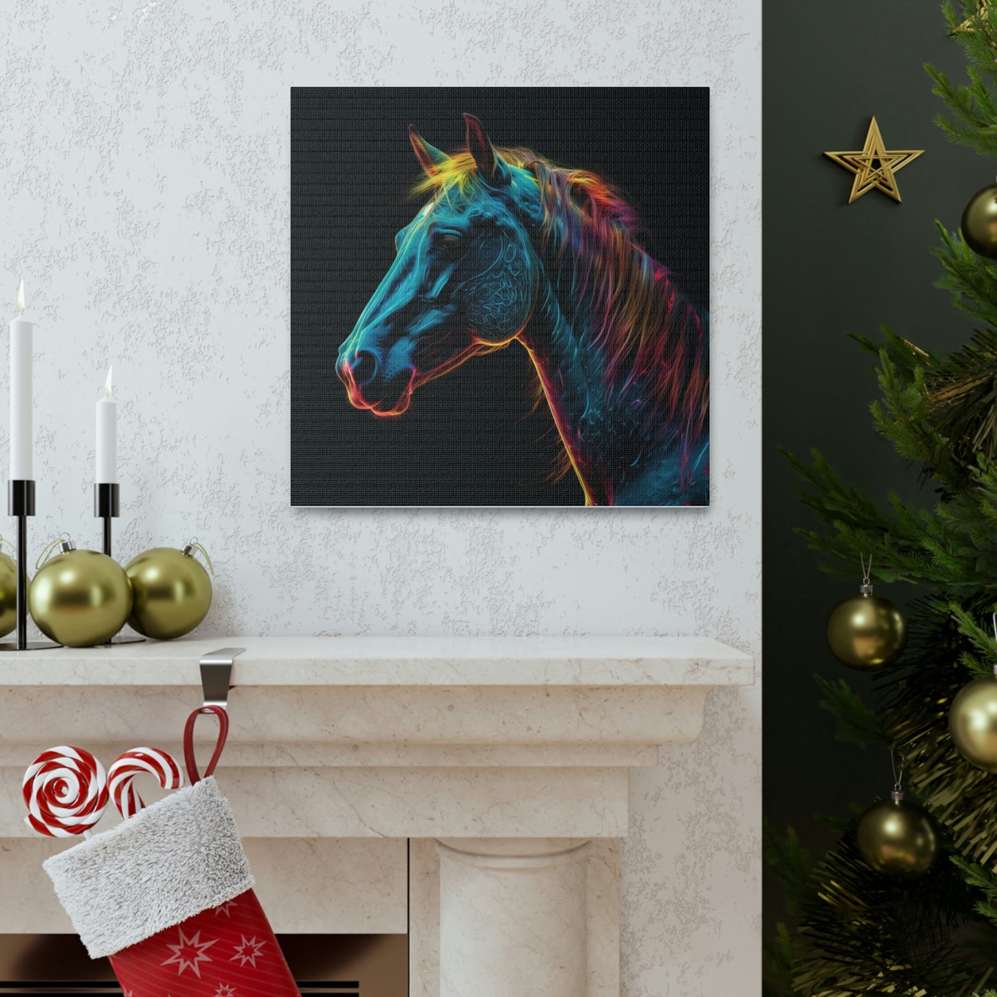 Canvas Gallery Wraps Neon Horses 2