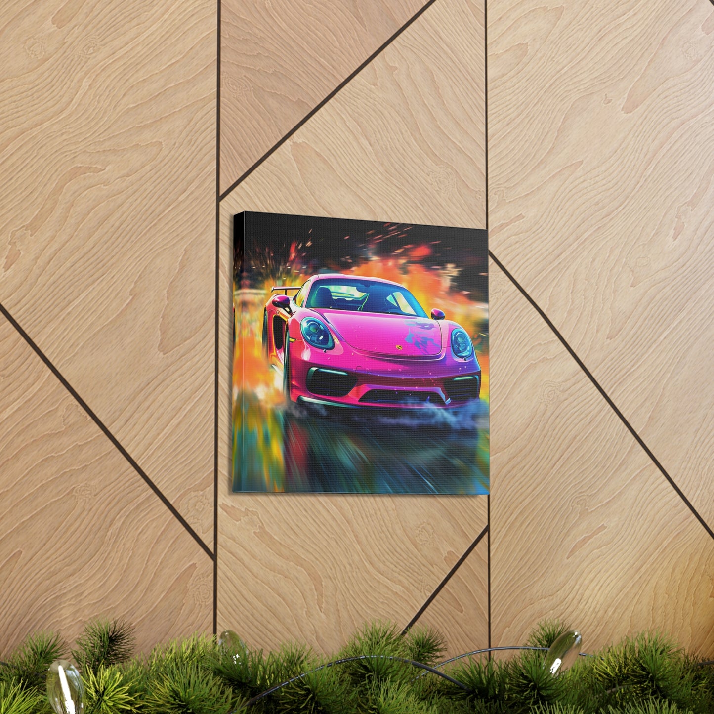 Canvas Gallery Wraps Pink Porsche water fusion 4