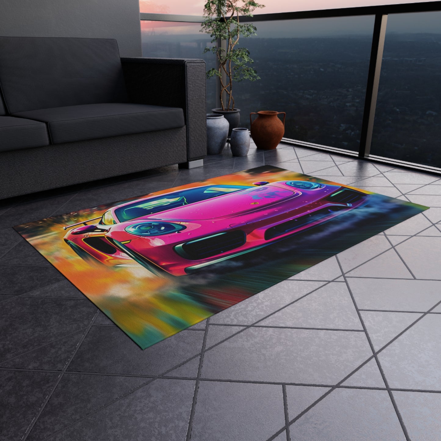 Outdoor Rug  Pink Porsche water fusion 4