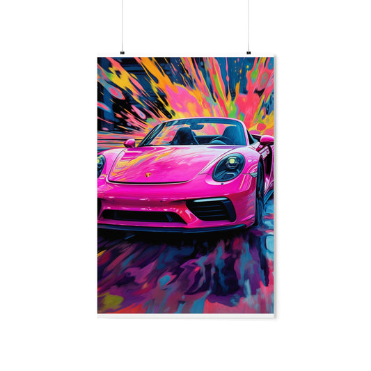 Premium Matte Vertical Posters Pink Porsche water fusion 2