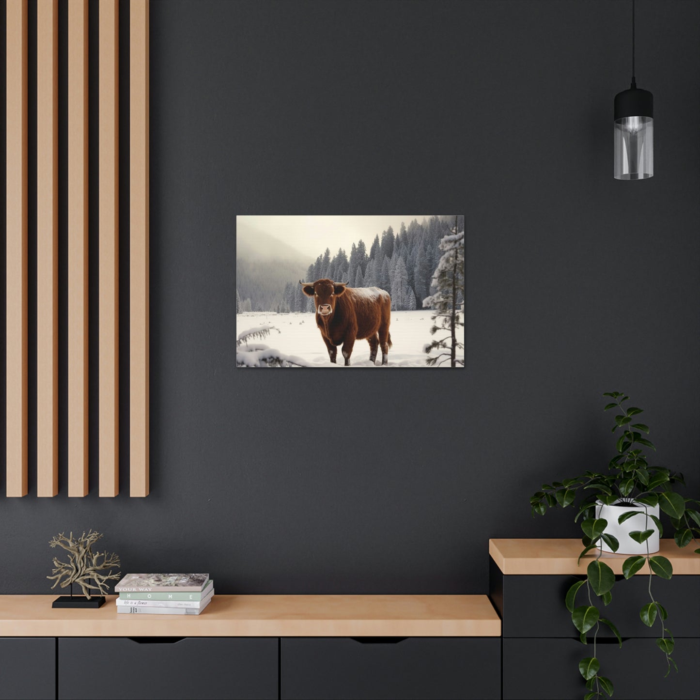 Canvas Gallery Wraps Cow Snow 3