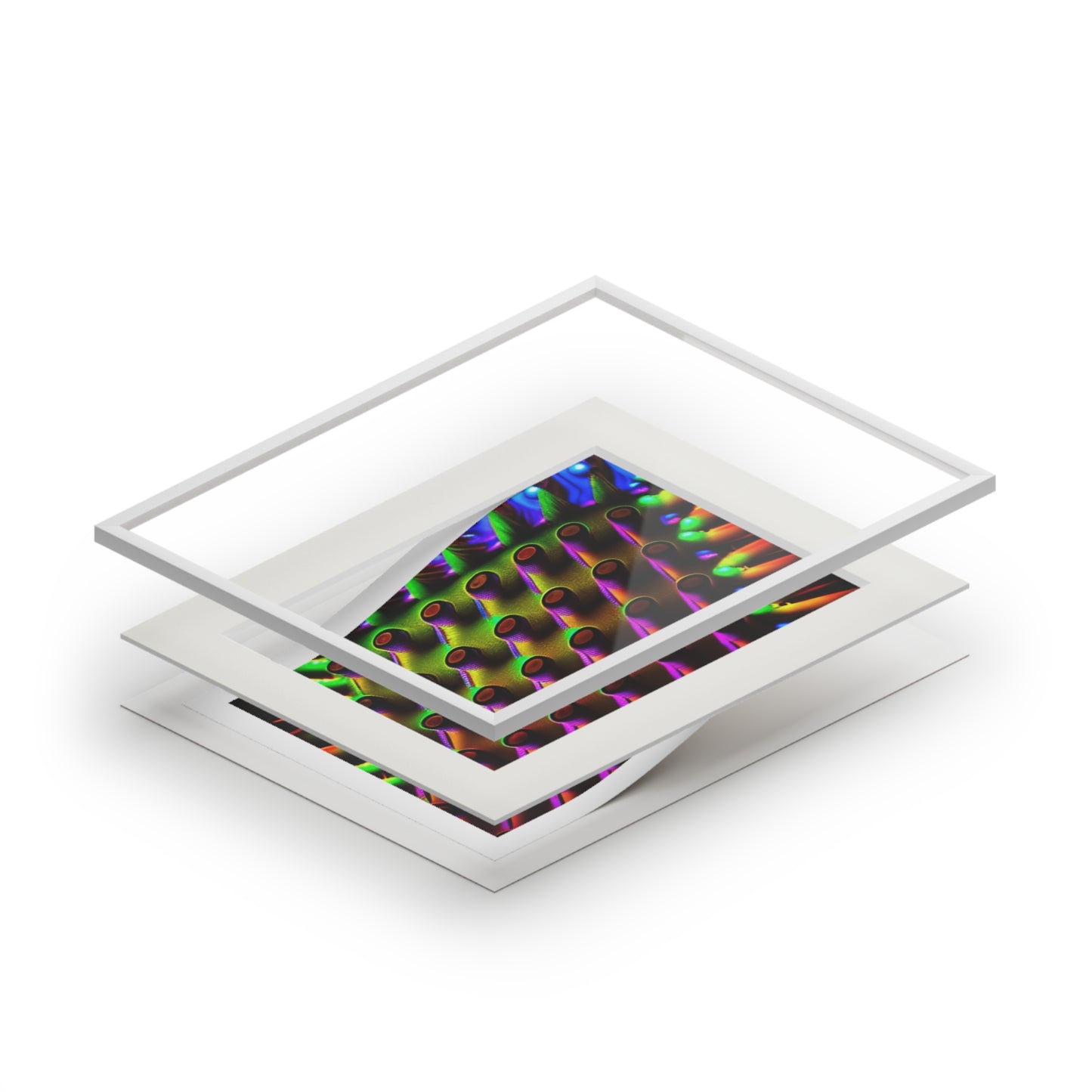 Fine Art Prints (Passepartout Paper Frame) Macro Cactus neon square 1