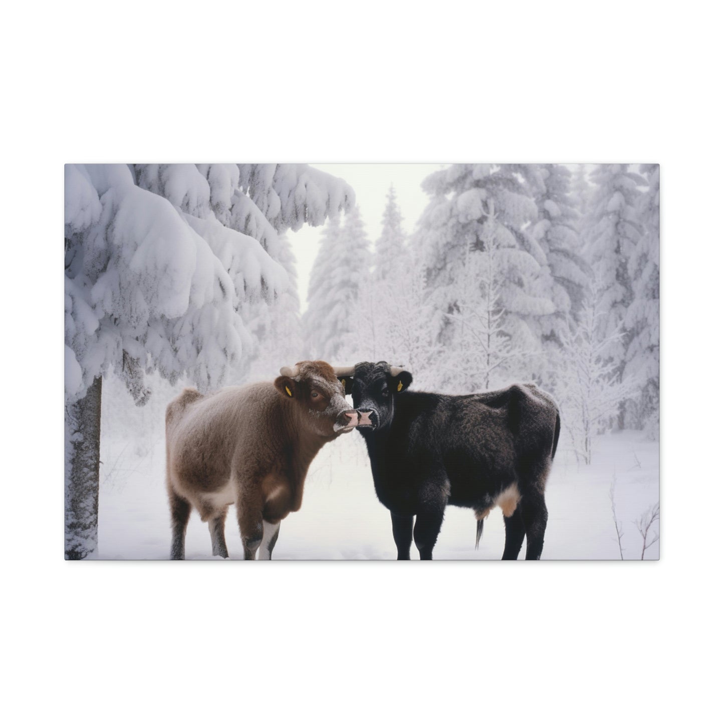 Canvas Gallery Wraps Long Haired Cow snow 3