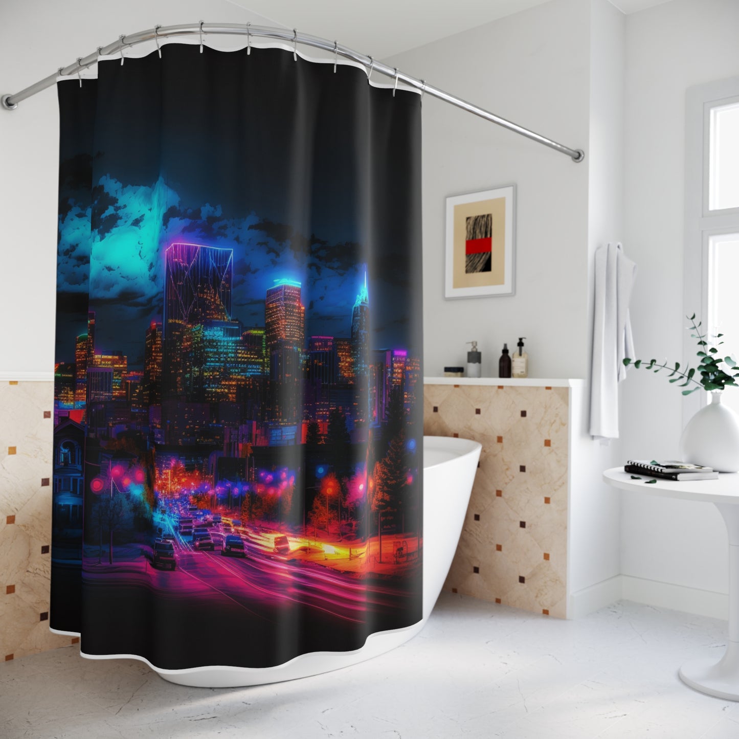 Polyester Shower Curtain Neon Denver 4