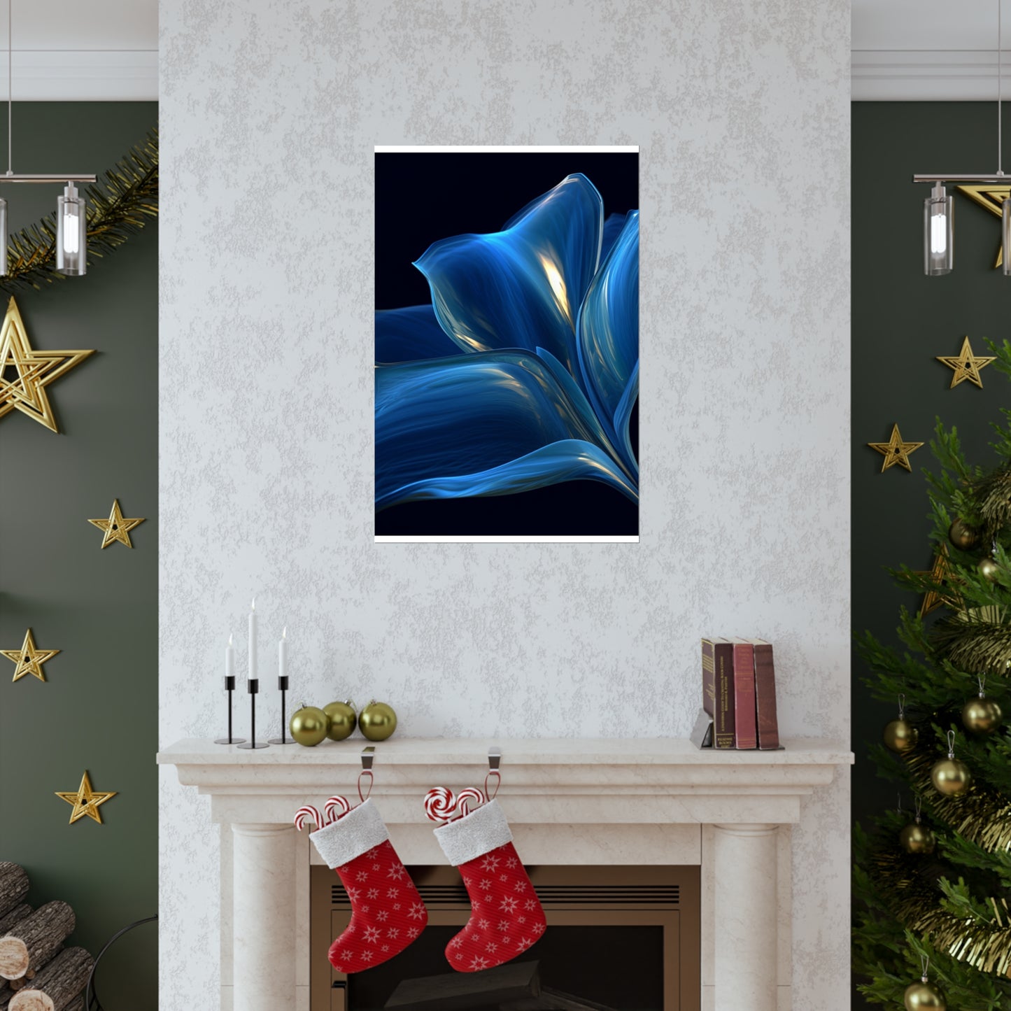 Premium Matte Vertical Posters Abstract Blue Tulip 1