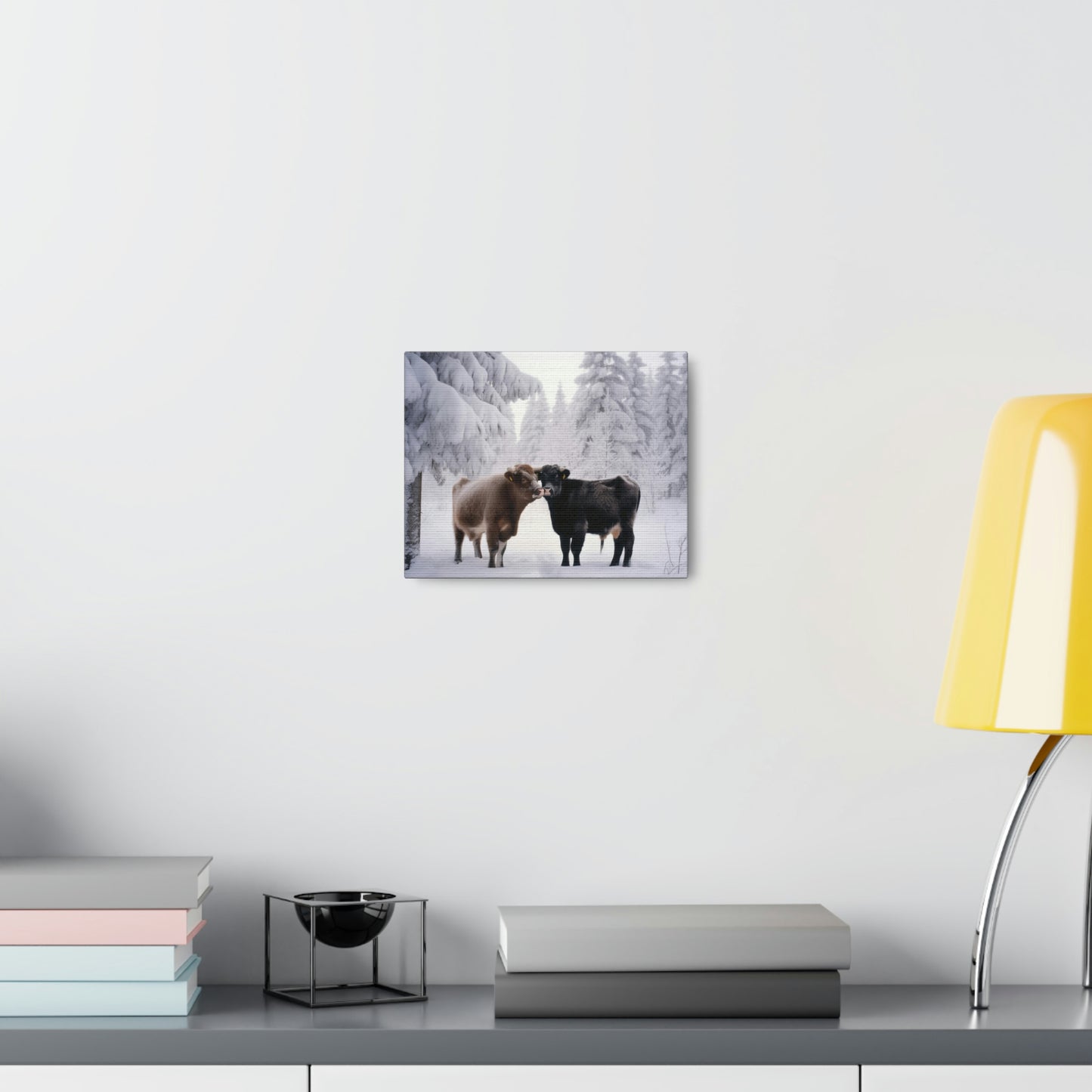 Canvas Gallery Wraps Long Haired Cow snow 3