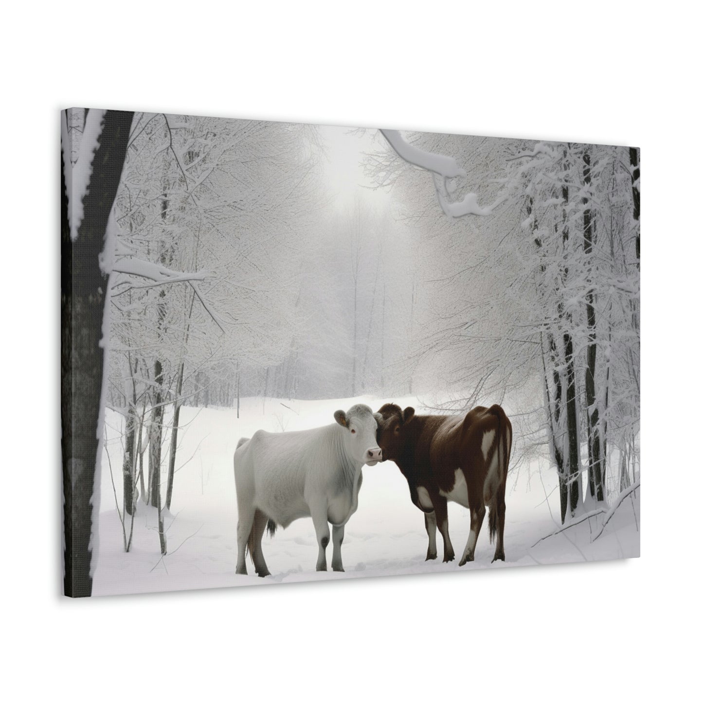 Canvas Gallery Wraps Long Haired Cow snow 4