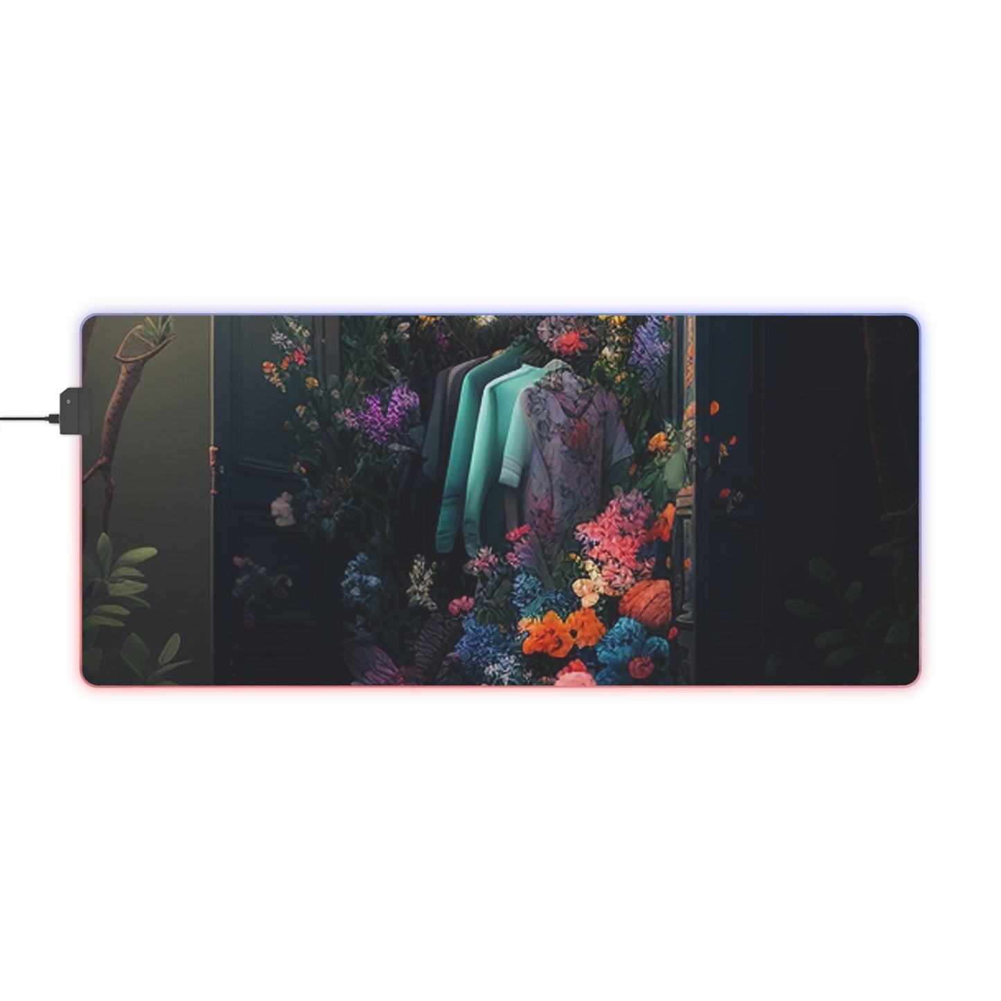 LED Gaming Mouse Pad A Wardrobe Surrounded by Flowers 1