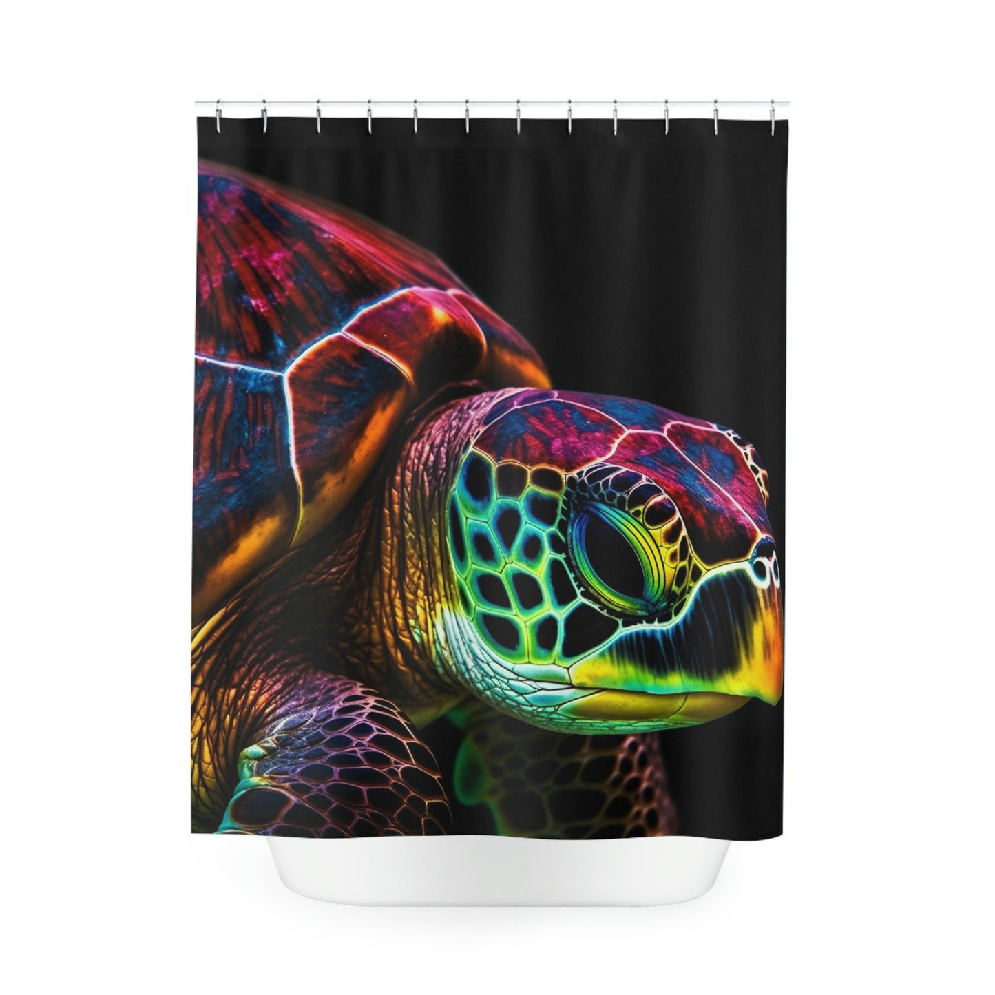 Polyester Shower Curtain neon turtle 3