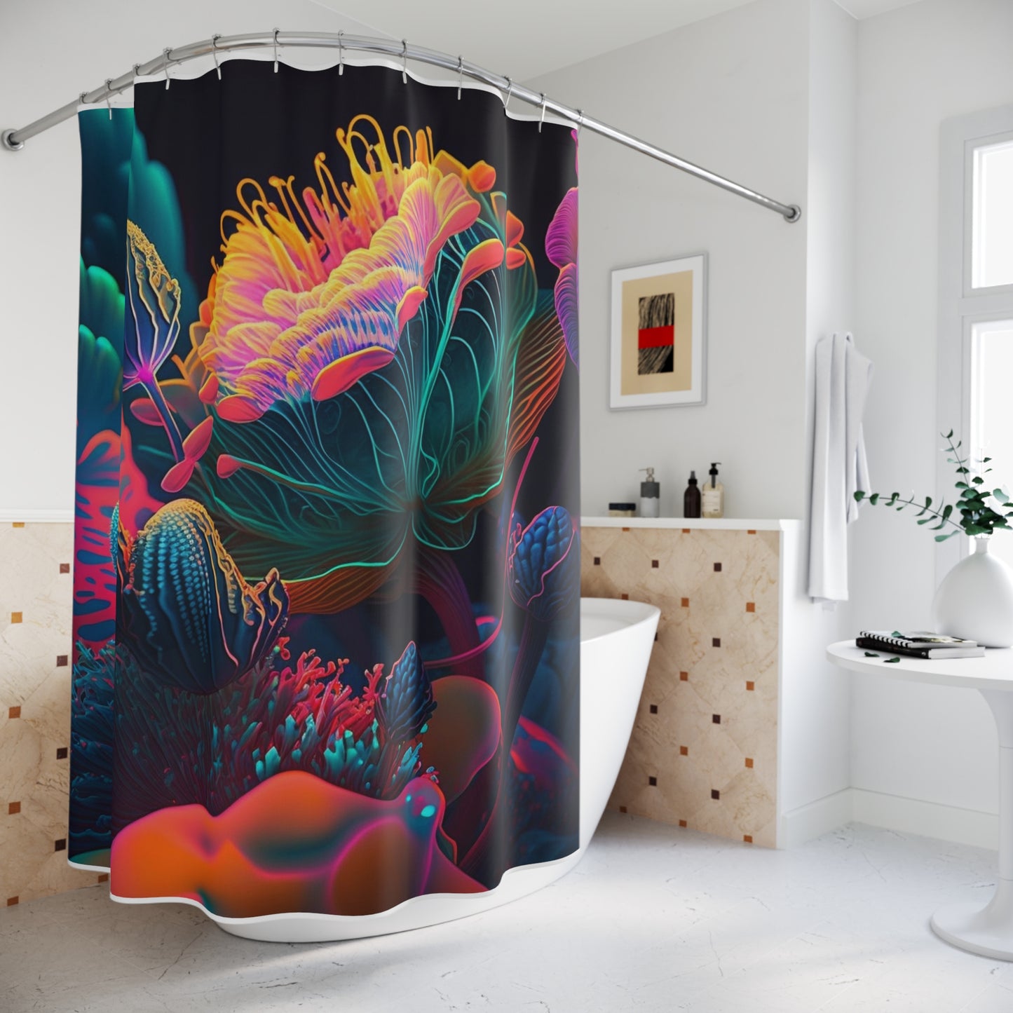 Polyester Shower Curtain Macro Sea Life 1