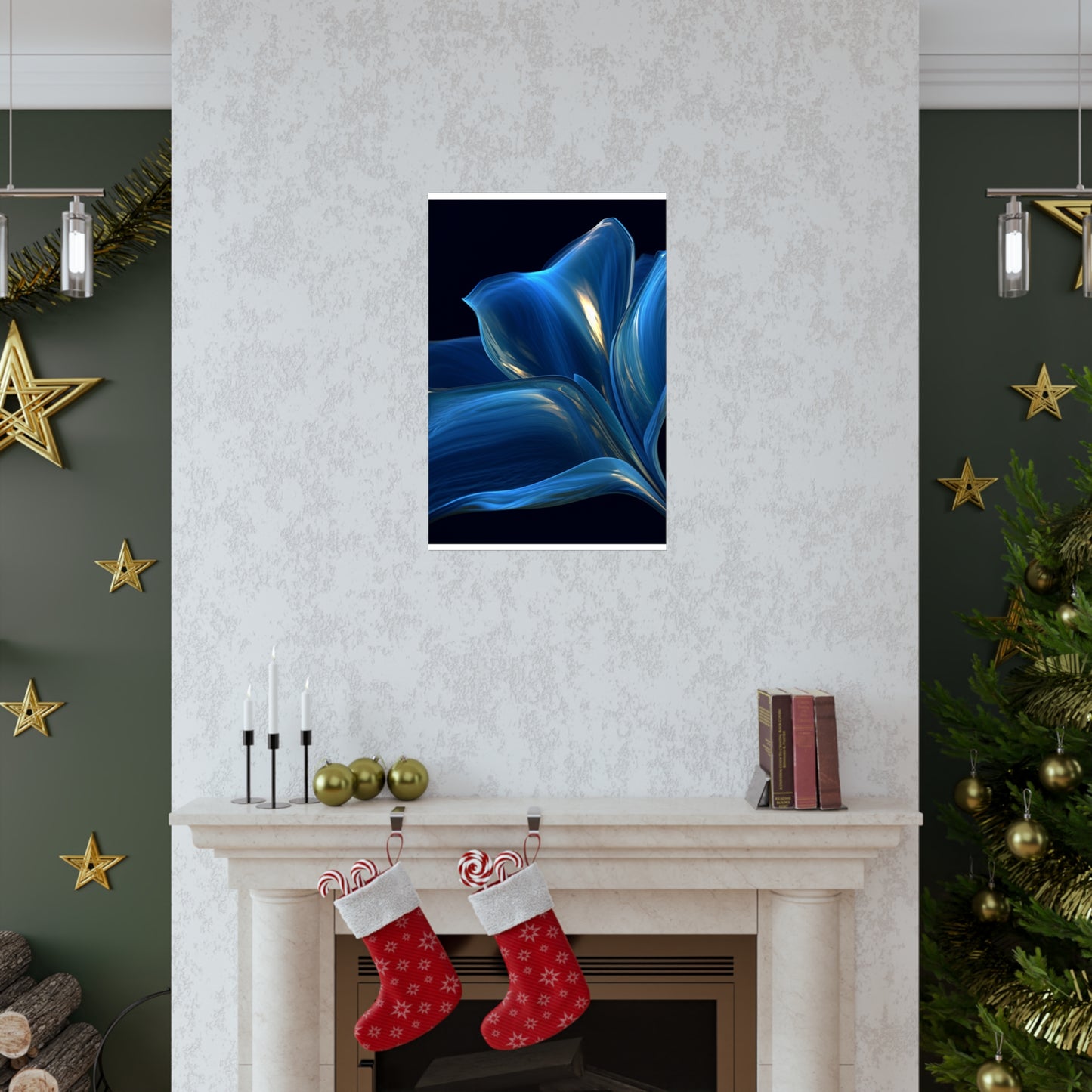 Premium Matte Vertical Posters Abstract Blue Tulip 1