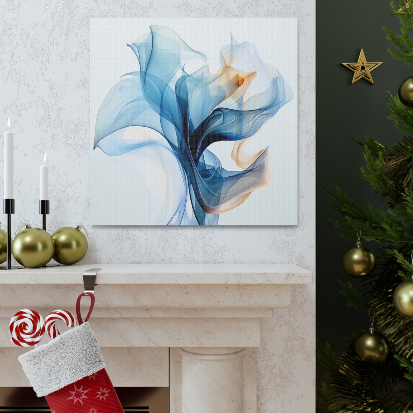 Canvas Gallery Wraps Blue Tluip Abstract 3