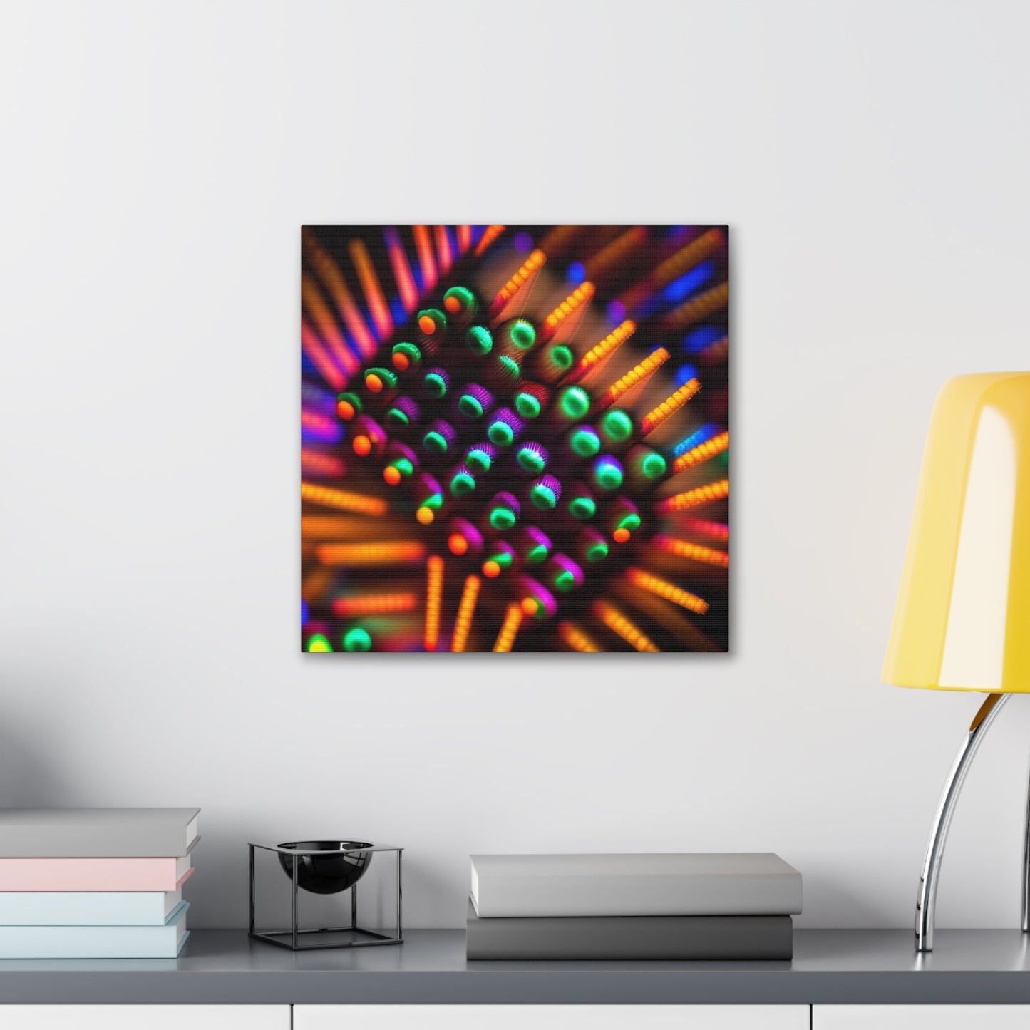 Canvas Gallery WrapsMacro Cactus neon square 3