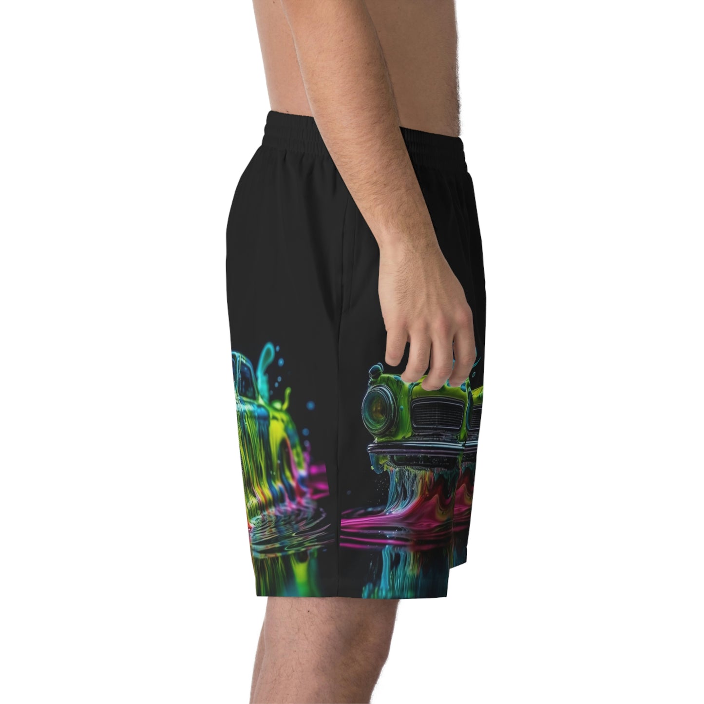 Men's Elastic Beach Shorts (AOP) Hotrod Water 3