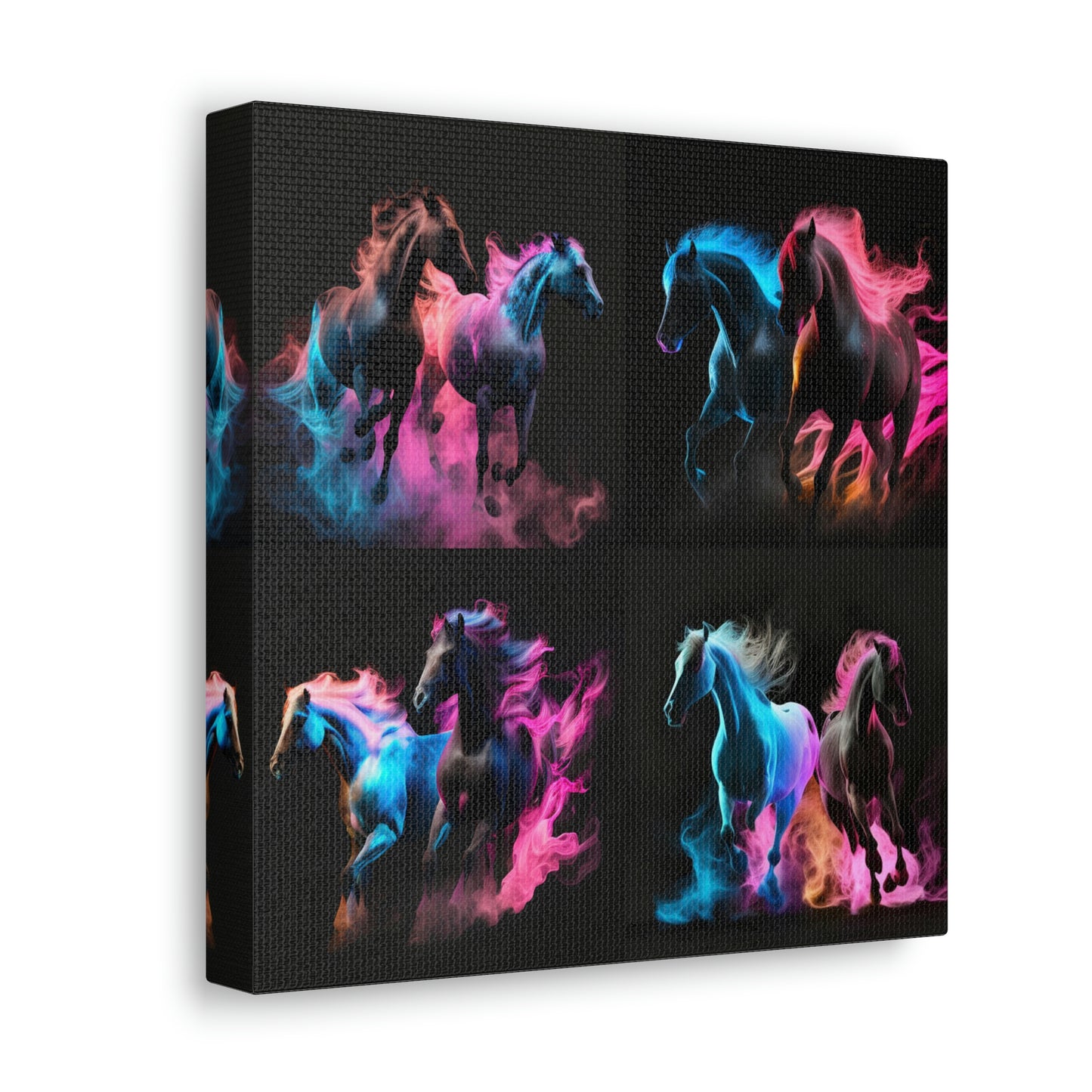 Canvas Gallery Wraps Horses Pink Blue Fire 4