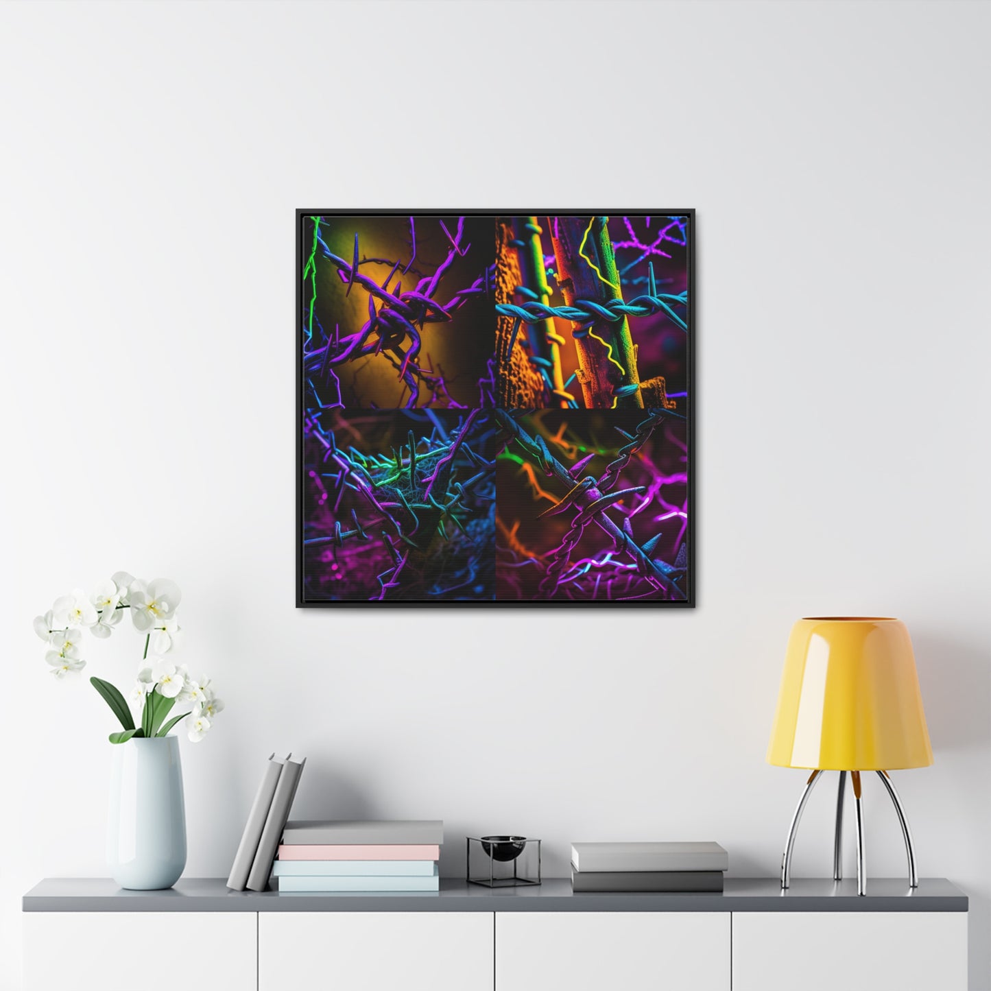 Gallery Canvas Wraps, Square Frame Macro Neon Barb