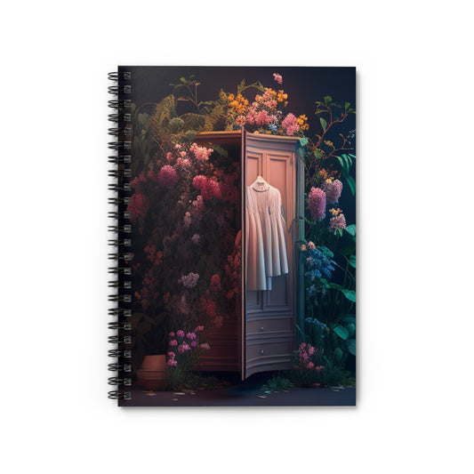 Spiral Notebook - Ruled Line A Wardrobe Surrounded by Flowers 3