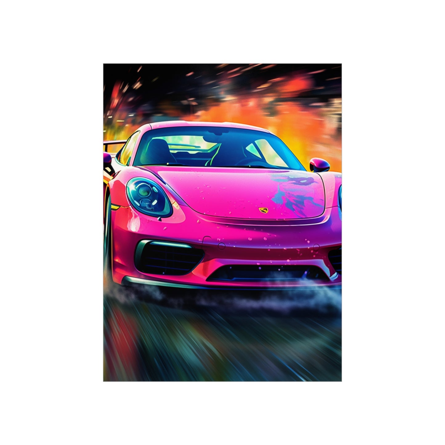 Premium Matte Vertical Posters Pink Porsche water fusion 4