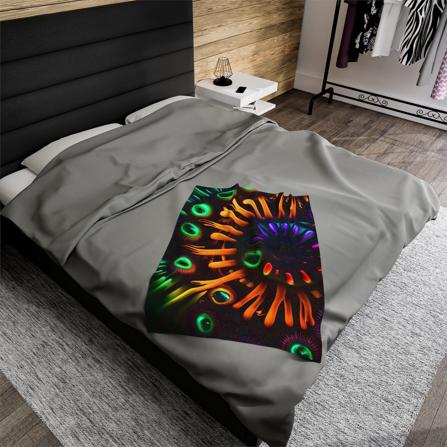 Velveteen Plush Blanket Neon Macro 3