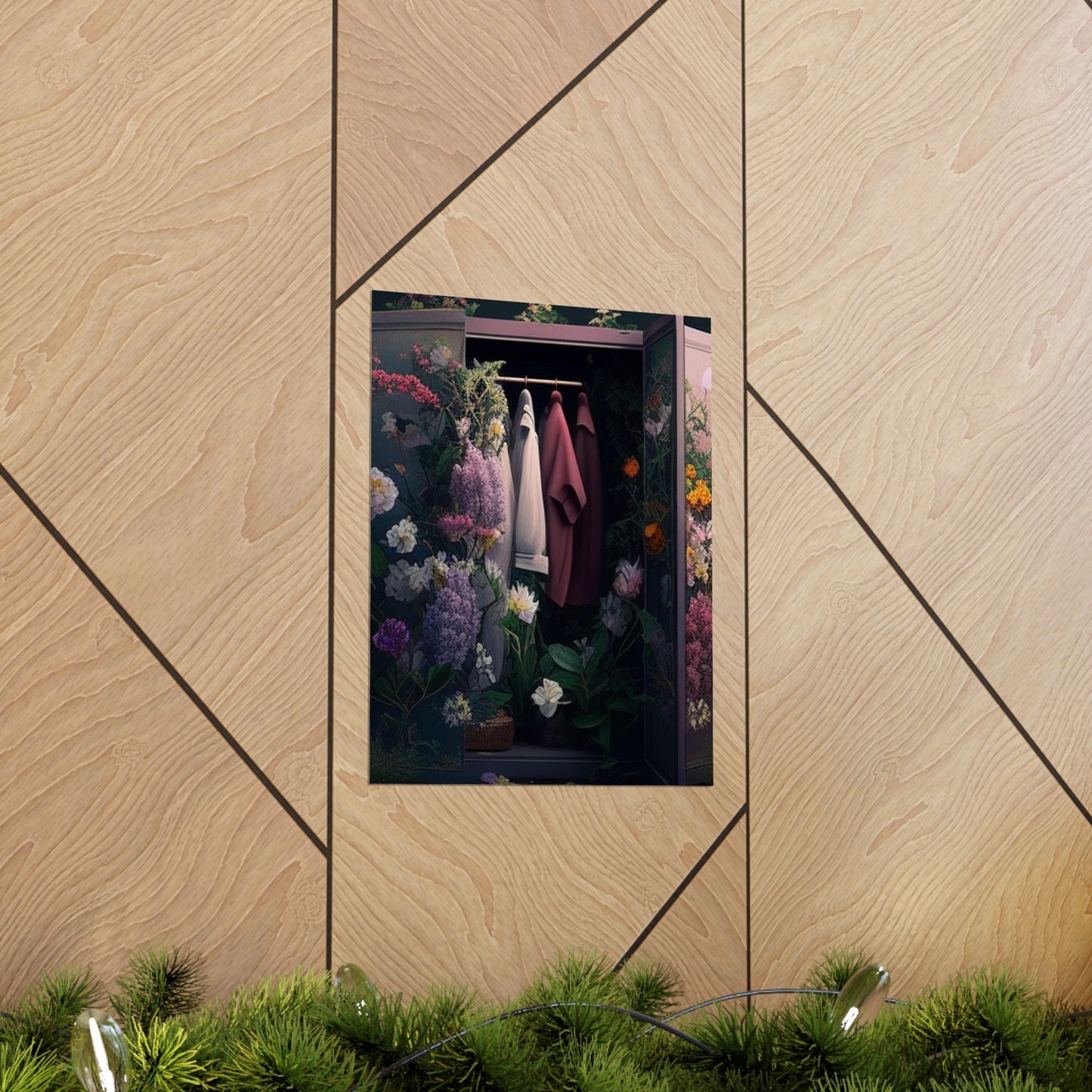 Premium Matte Vertical Posters A Wardrobe Surrounded by Flowers 2