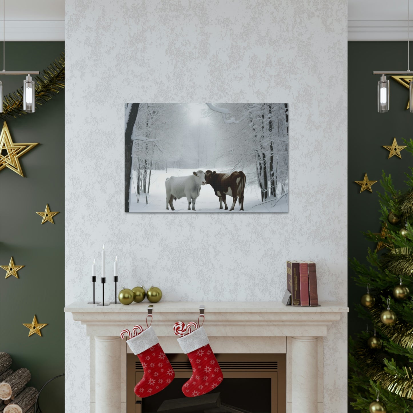 Canvas Gallery Wraps Long Haired Cow snow 4