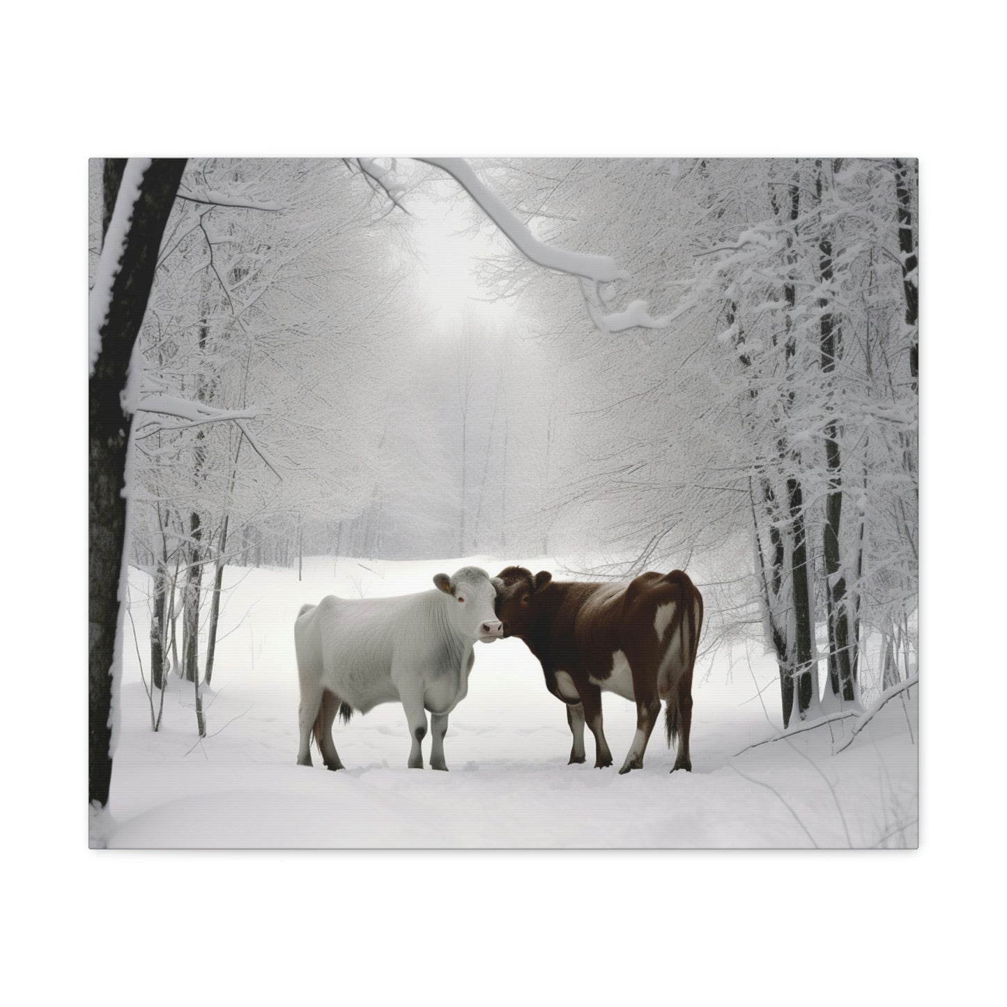 Canvas Gallery Wraps Long Haired Cow snow 4