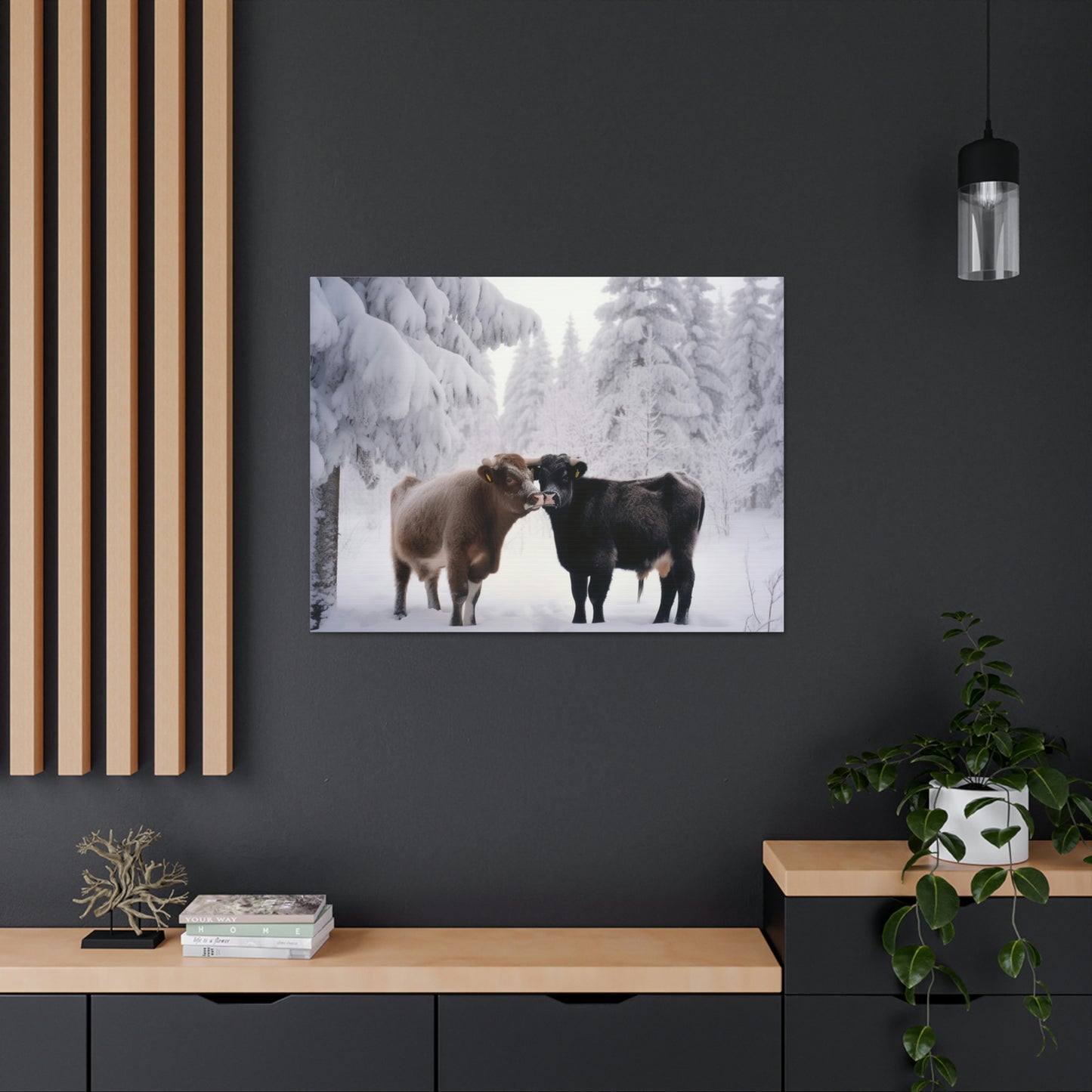 Canvas Gallery Wraps Long Haired Cow snow 3