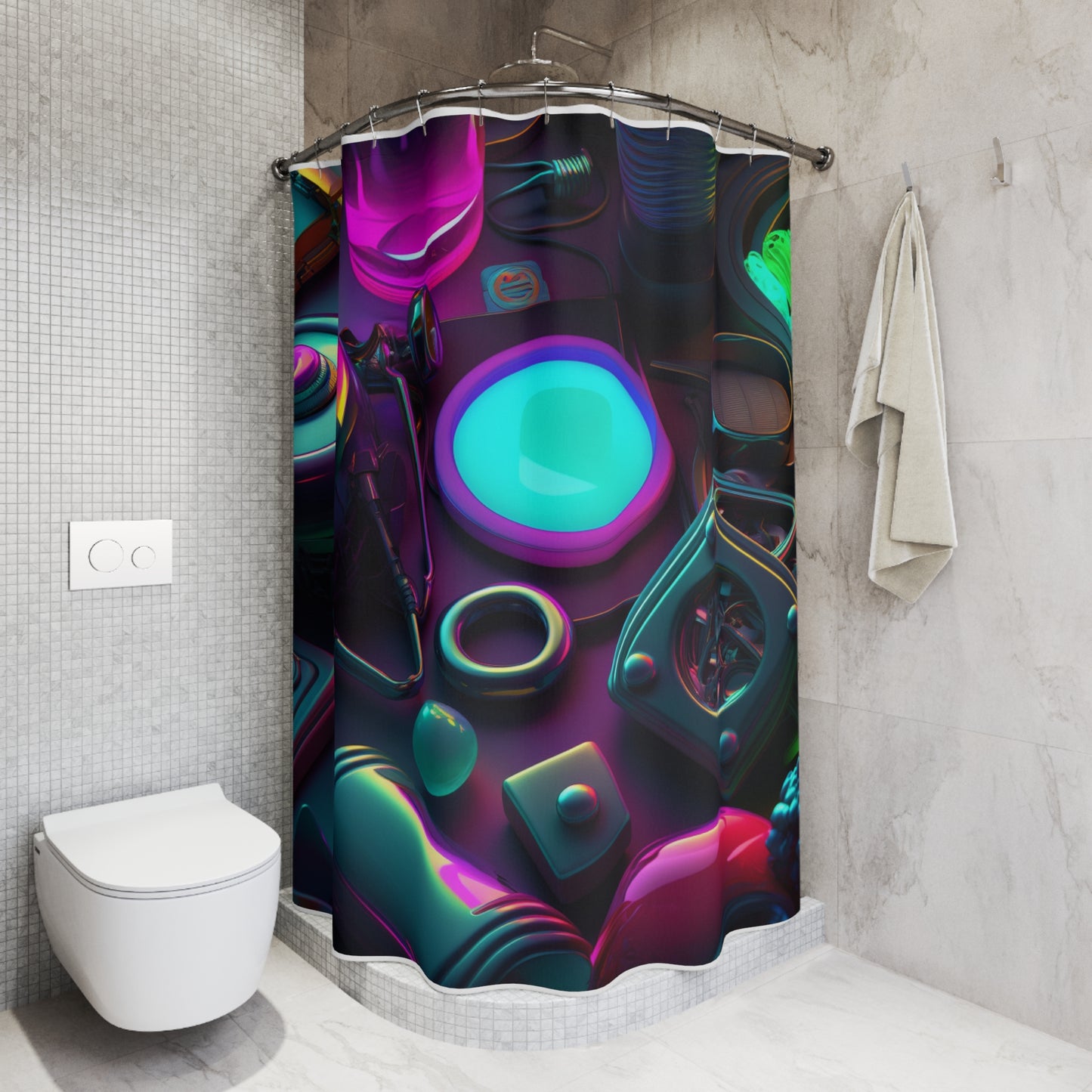 Polyester Shower Curtain Neon Glow 4