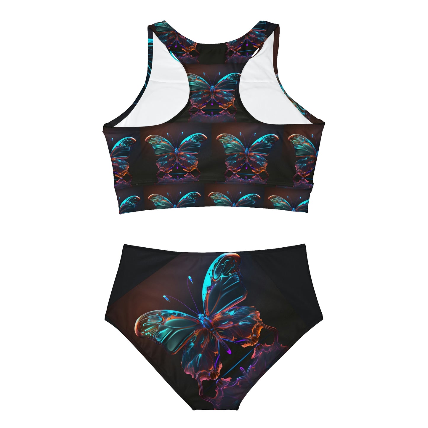 Sporty Bikini Set (AOP) Butterfly Color Neon 1