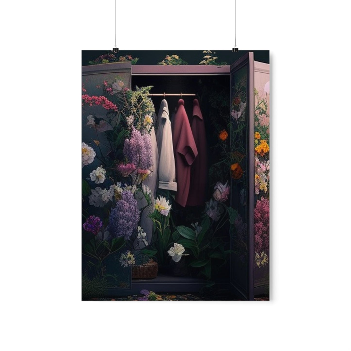 Premium Matte Vertical Posters A Wardrobe Surrounded by Flowers 2