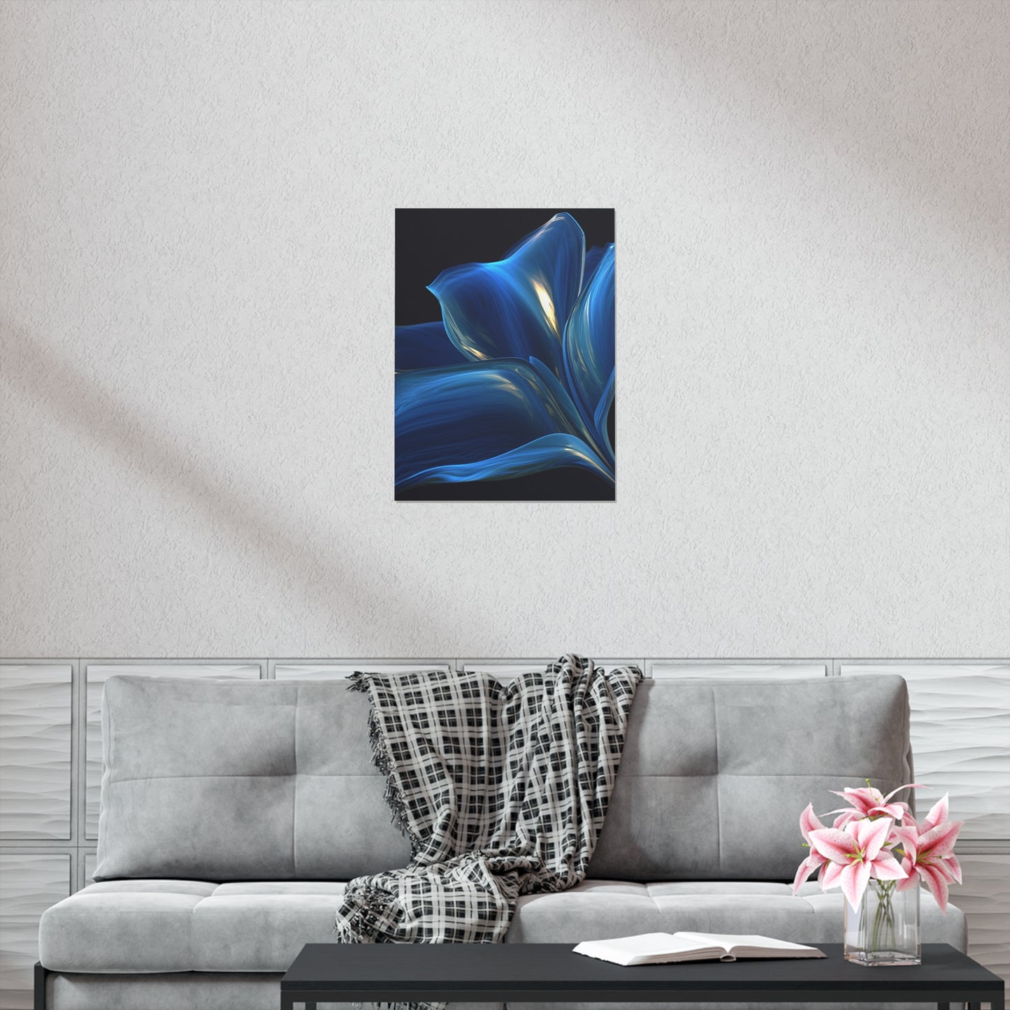 Premium Matte Vertical Posters Abstract Blue Tulip 1