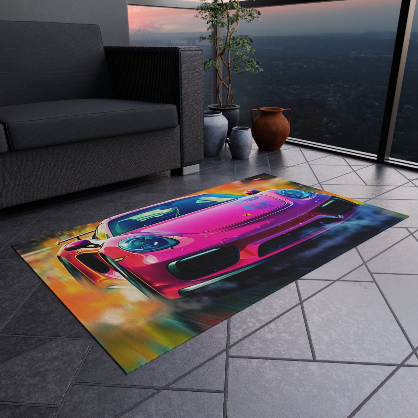 Outdoor Rug  Pink Porsche water fusion 4