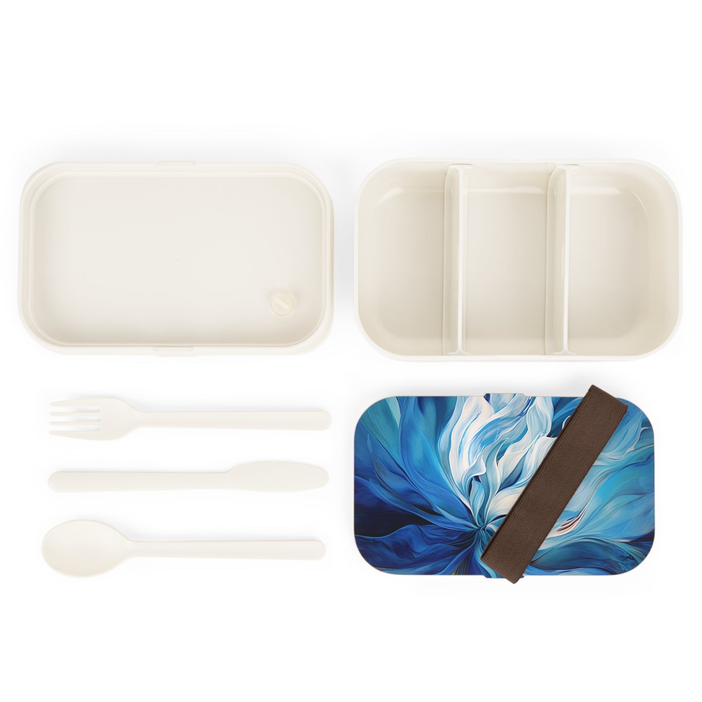 Bento Lunch Box Blue Tluip Abstract 1