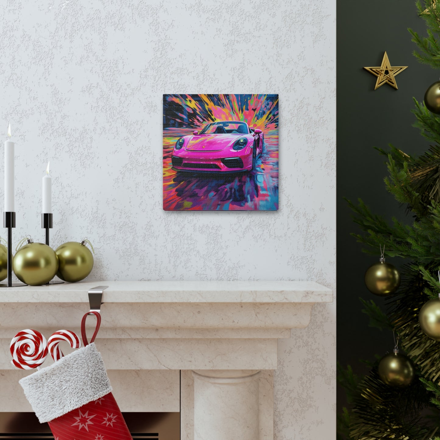 Canvas Gallery Wraps Pink Porsche water fusion 2