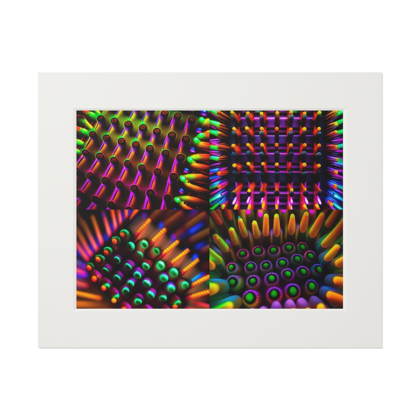 Fine Art Prints (Passepartout Paper Frame) Macro Cactus neon square