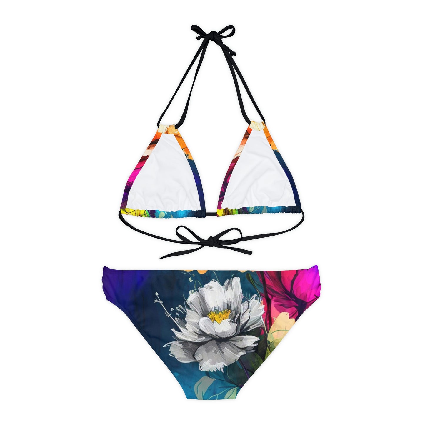 Strappy Bikini Set (AOP) Bright Spring Flowers 4