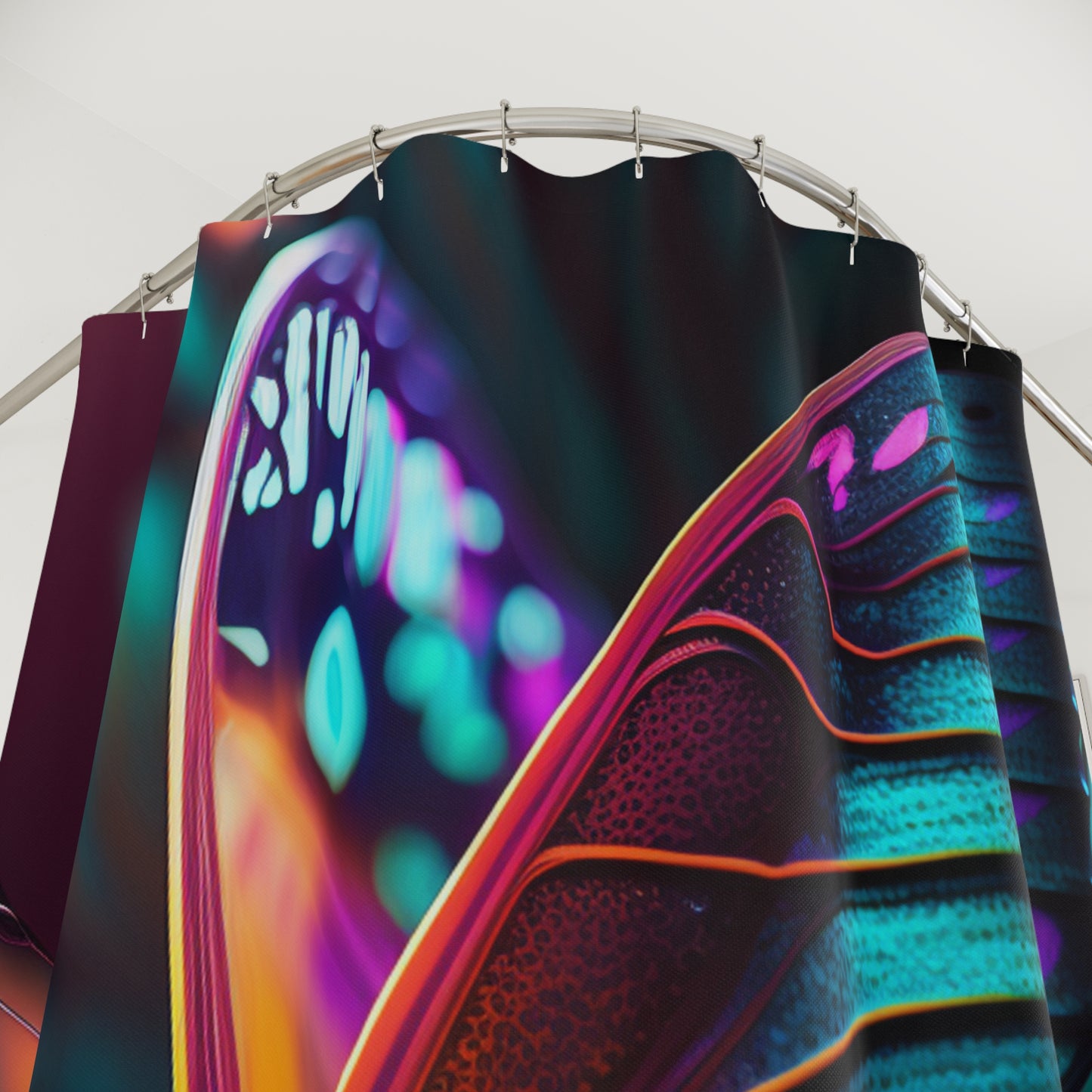 Polyester Shower Curtain neon butterfly macro 2
