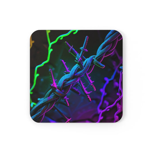 Cork Back Coaster Macro Neon Barbs 4