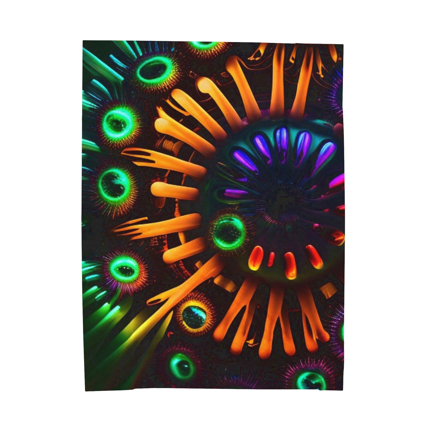 Velveteen Plush Blanket Neon Macro 3