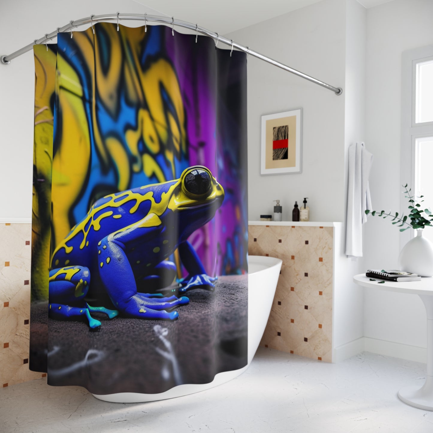 Polyester Shower Curtain dart frog street art 3