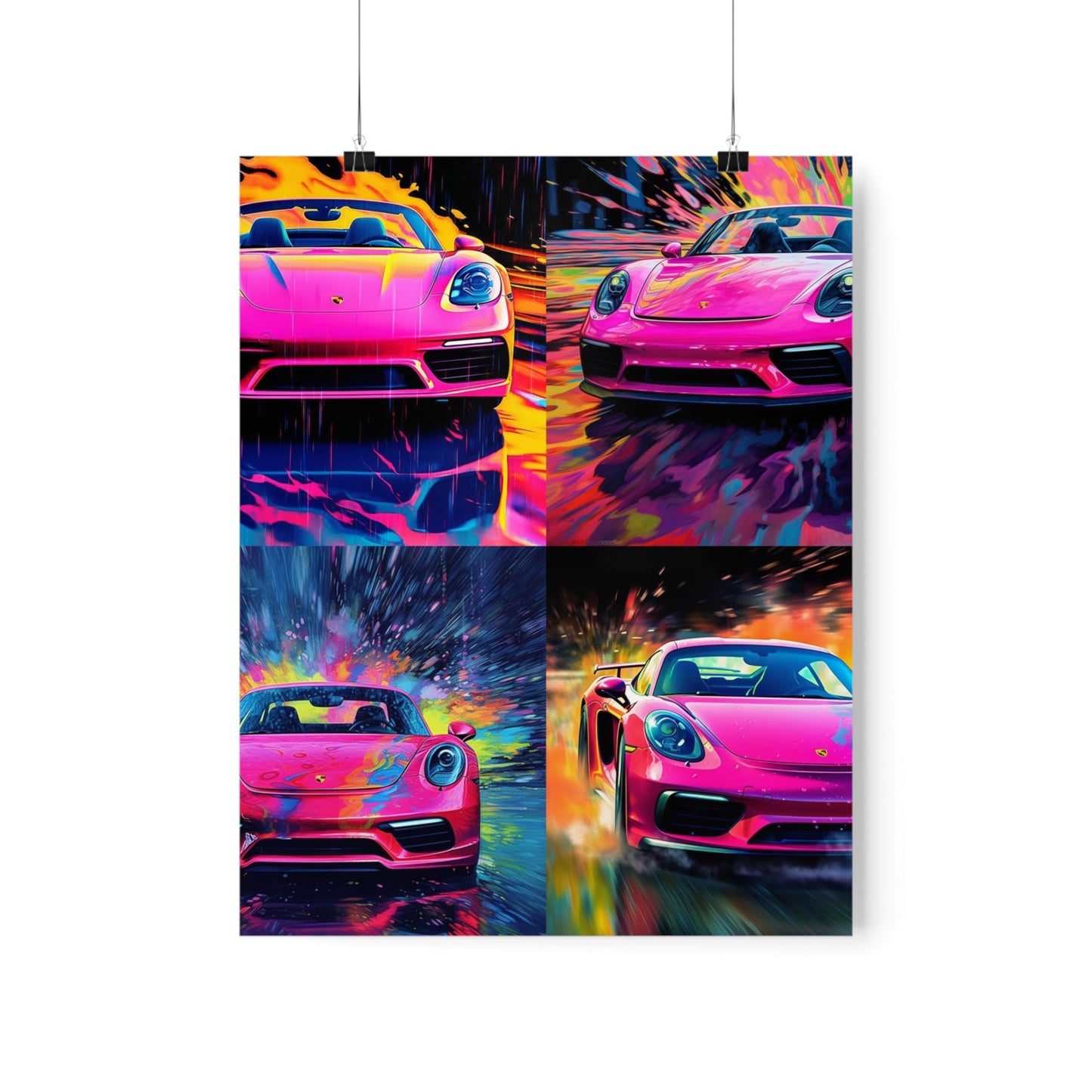 Premium Matte Vertical Posters Pink Porsche water fusion 5