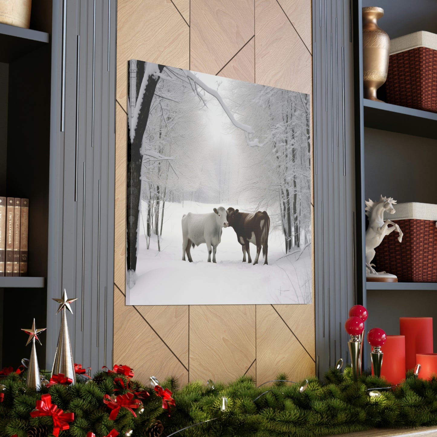 Canvas Gallery Wraps Long Haired Cow snow 4