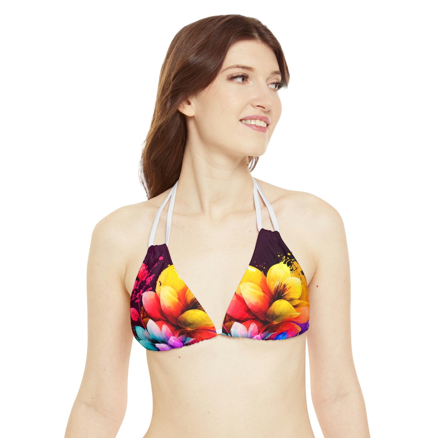 Strappy Bikini Set (AOP) Bright Spring Flowers 3