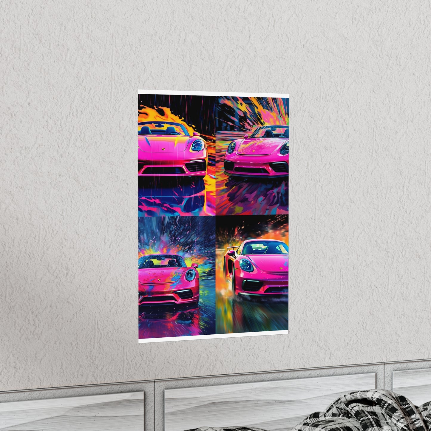 Premium Matte Vertical Posters Pink Porsche water fusion 5