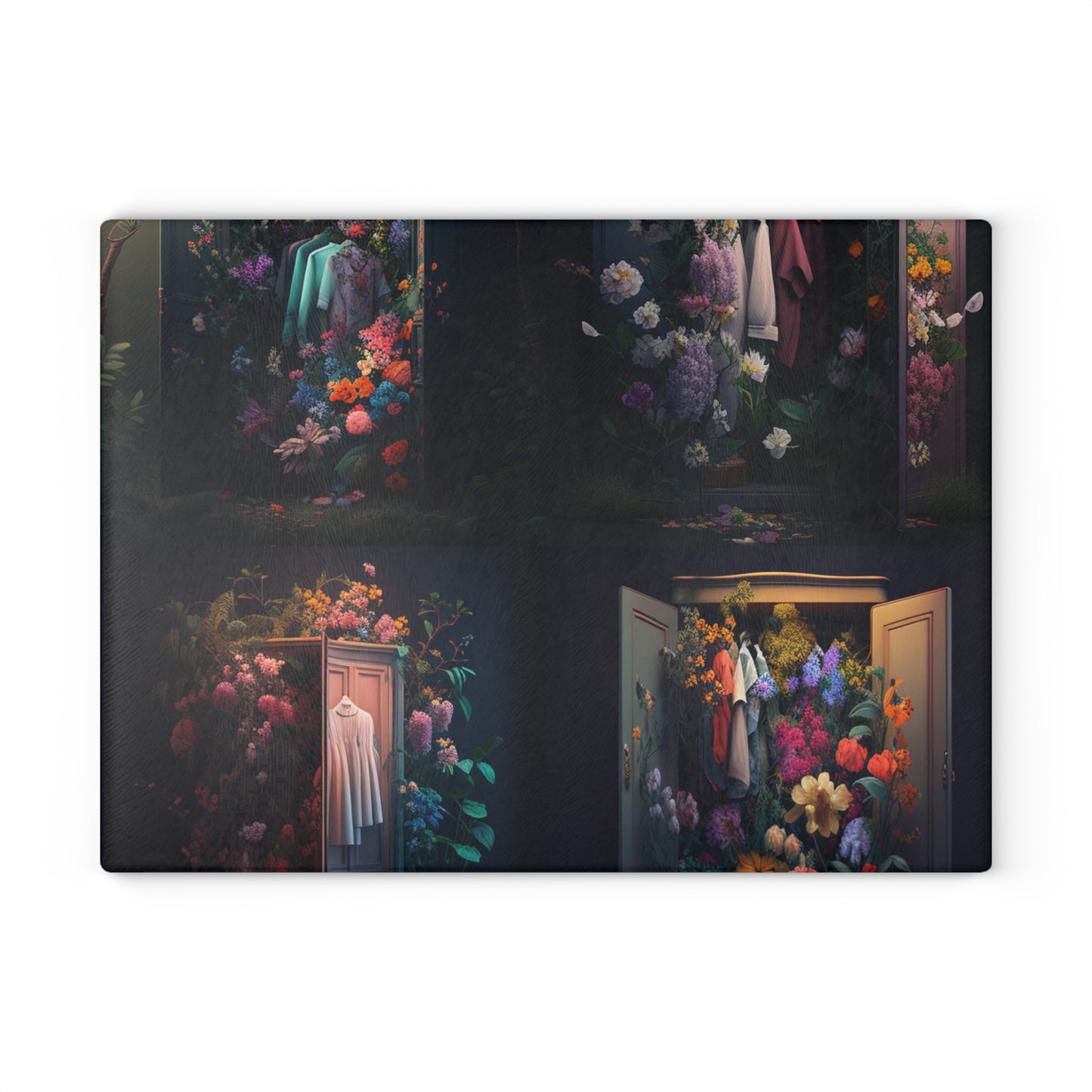 Glass Cutting Board A Wardrobe Surrounded by Flowers 5