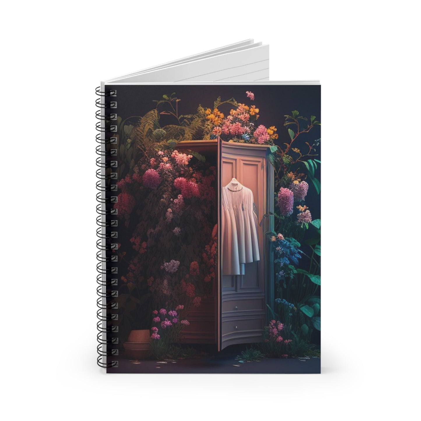 Spiral Notebook - Ruled Line A Wardrobe Surrounded by Flowers 3