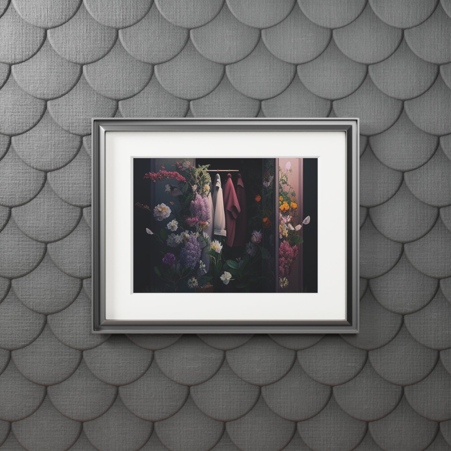 Fine Art Prints (Passepartout Paper Frame) A Wardrobe Surrounded by Flowers 2