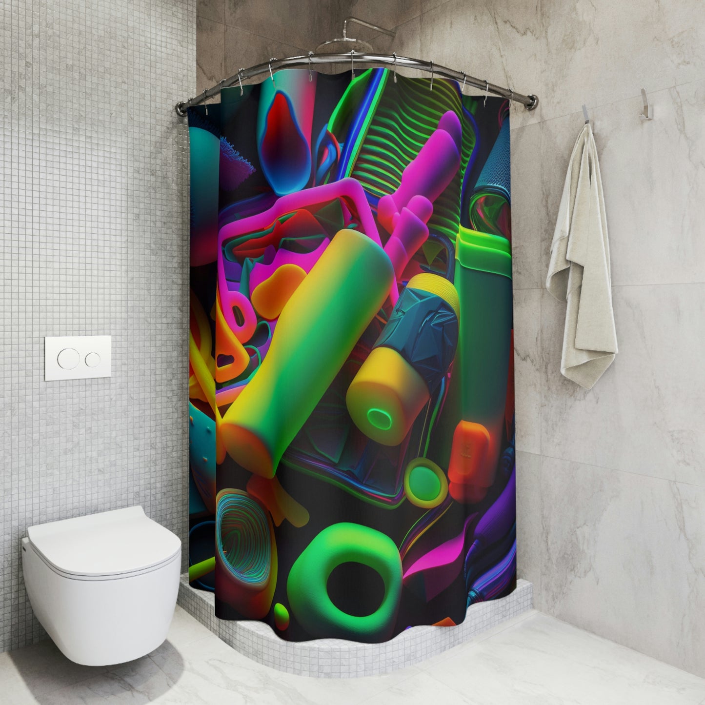 Polyester Shower Curtain neon glow 3