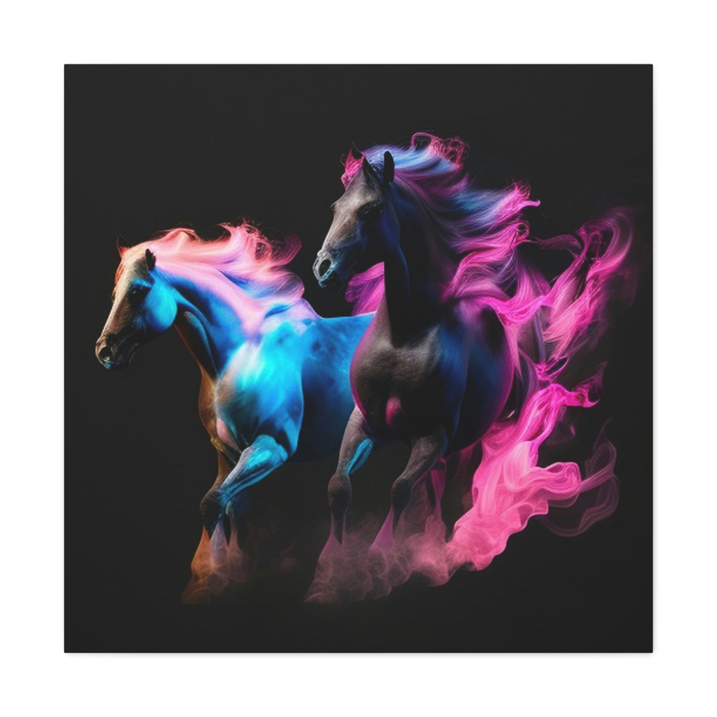 Canvas Gallery Wraps Horses Pink Blue Fire 3