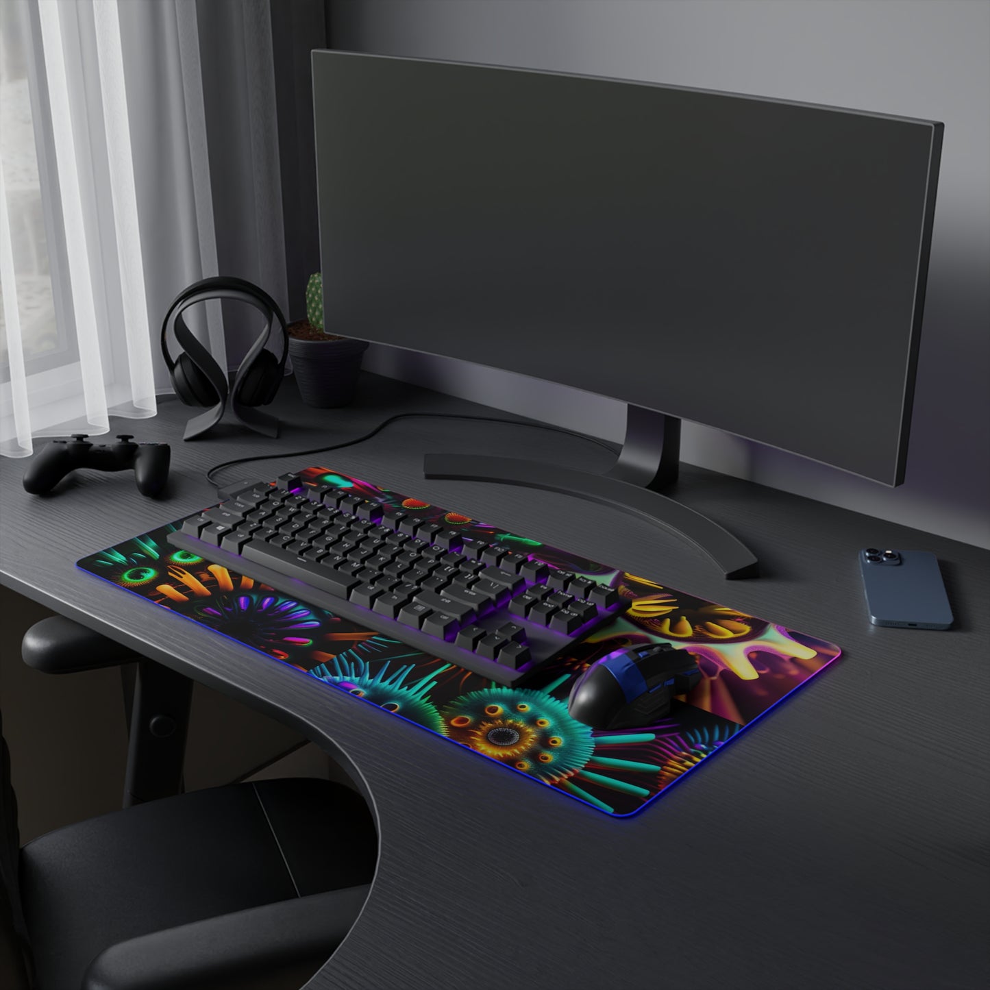 LED Gaming Mouse Pad Neon Macro